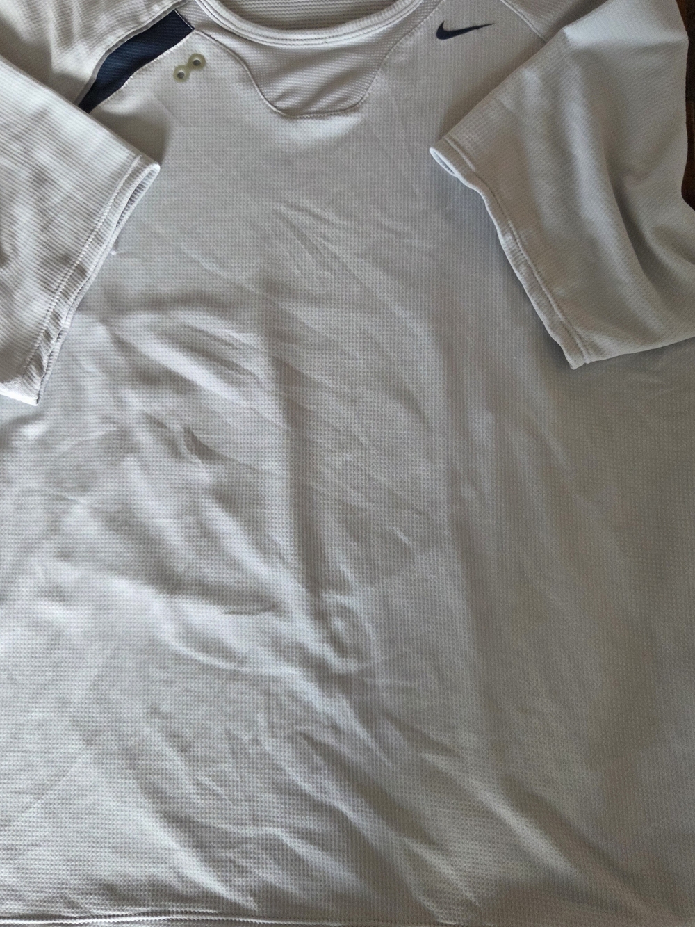 Nike Men’s White Short-Sleeve Performance Tee with Navy Accents